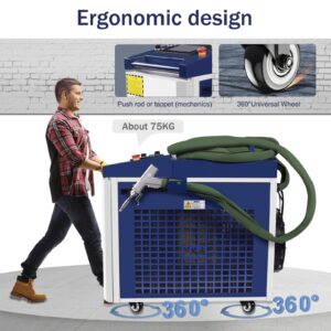 EYTOOLS portable handheld laser welding machine with 360-degree caster wheels and ergonomic handle design