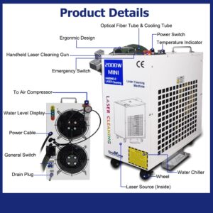 Portable handheld fiber laser cleaning machine for industrial rust and paint removal