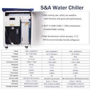 S&A water chiller Technical specifications of eytools handheld metal laser welding machine for stainless steel