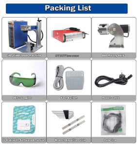 Packing list for 300W fiber laser marking machine for aluminum